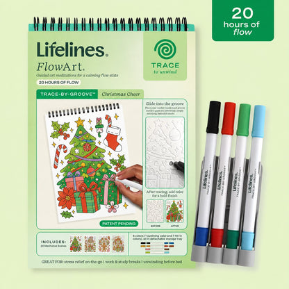 🌿Trace-By-Groove Jungle Oasis – Guided Flow Art Coloring Pad with Double-Sided Markers🎨