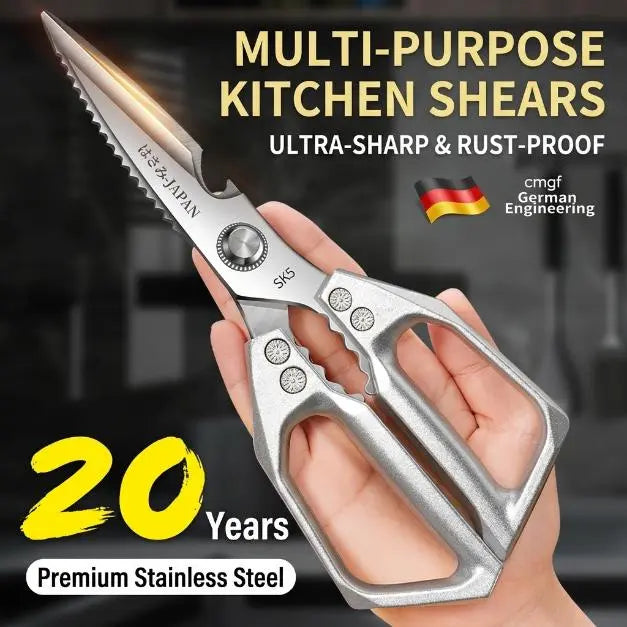 ✂️ Heavy-Duty Japanese Steel Kitchen Shears – All-Purpose Scissors for Meat, Poultry, Seafood & Herbs