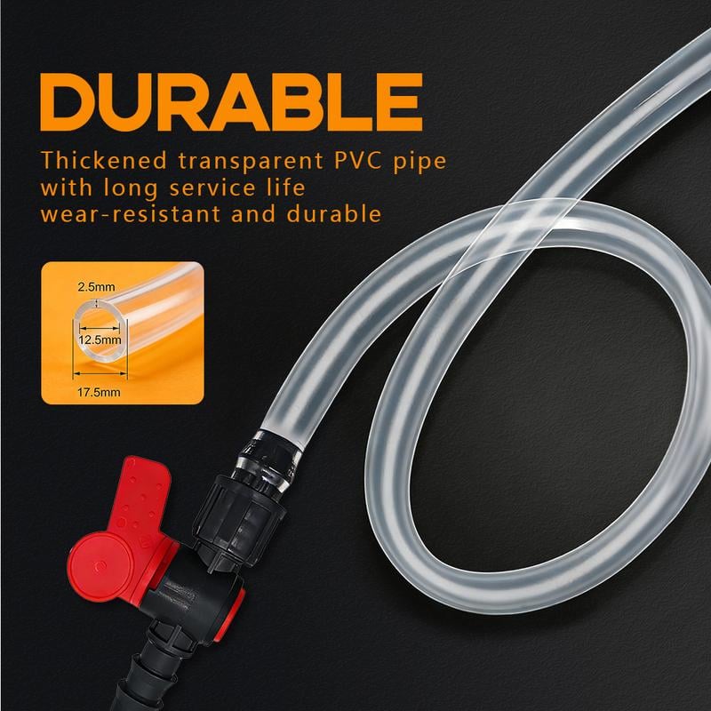 🚗💨Premium 2M (6.56ft) Siphon Hand Pump with Shut-off Valve – Multi-Purpose Fuel Transfer Pump for Cars, Motorcycles & Household Liquids