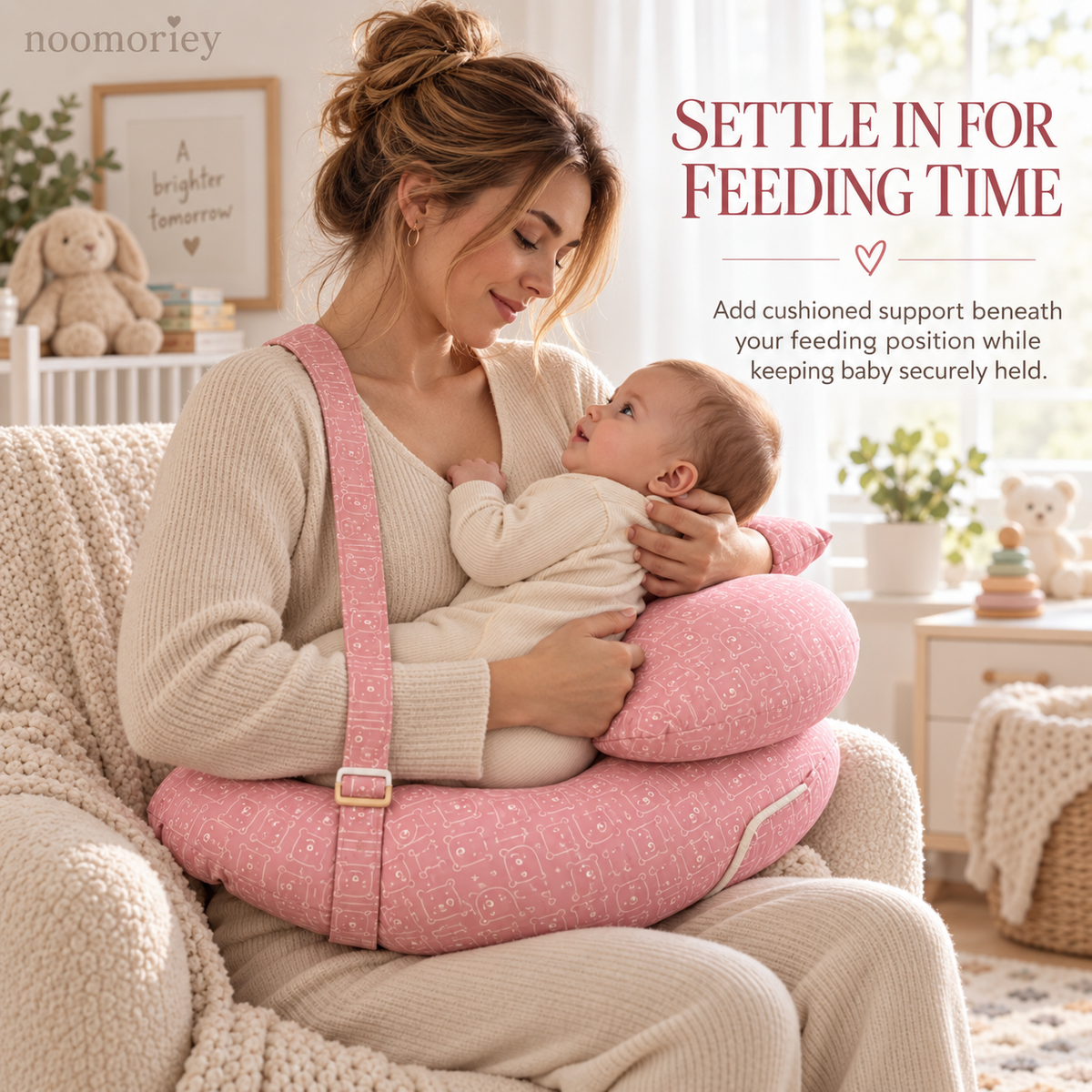 💗 Wearable Nursing Pillow – Wraparound Feeding Cushion with Adjustable Strap