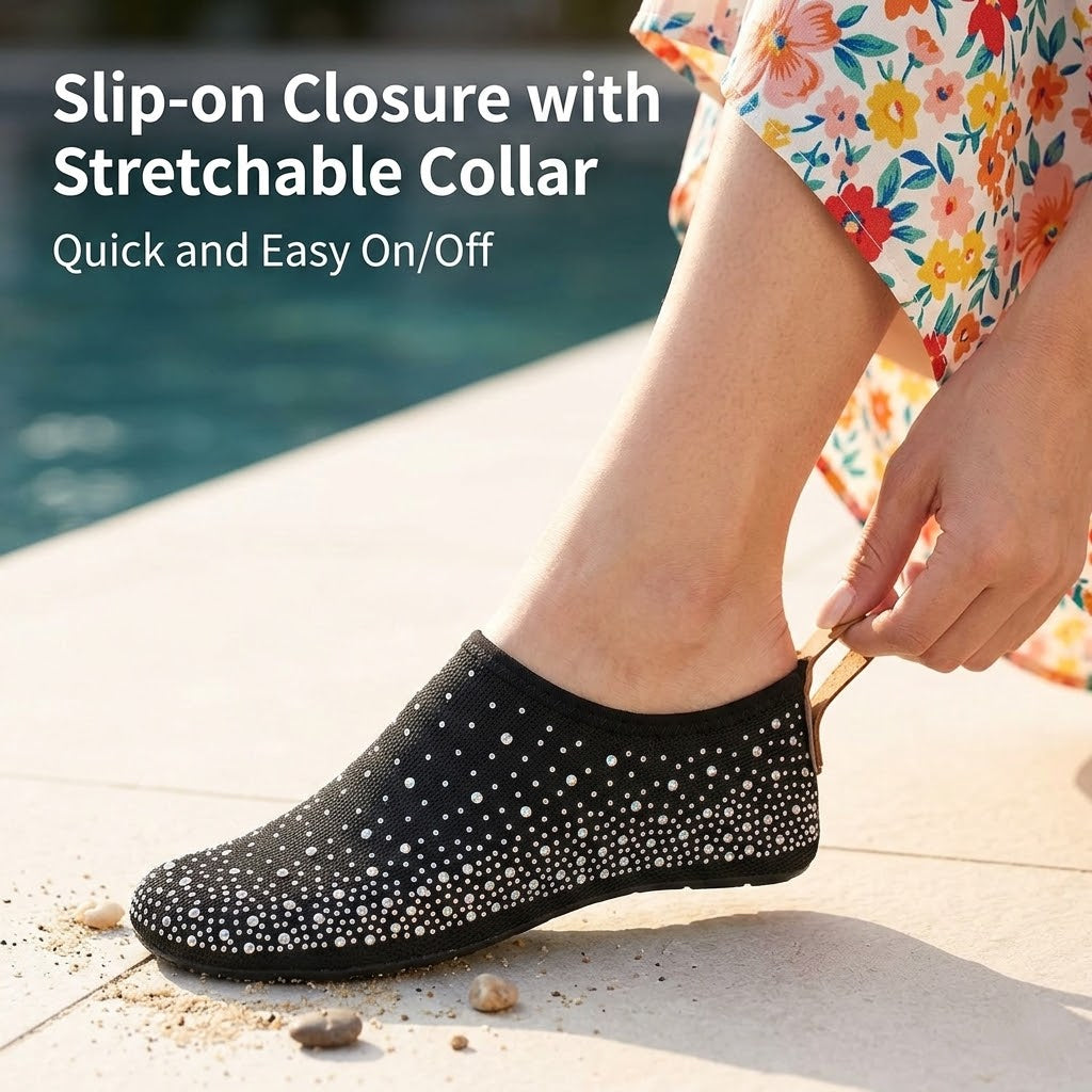 Women's Rhinestone Mesh Slip On Walking Shoes🏖️
