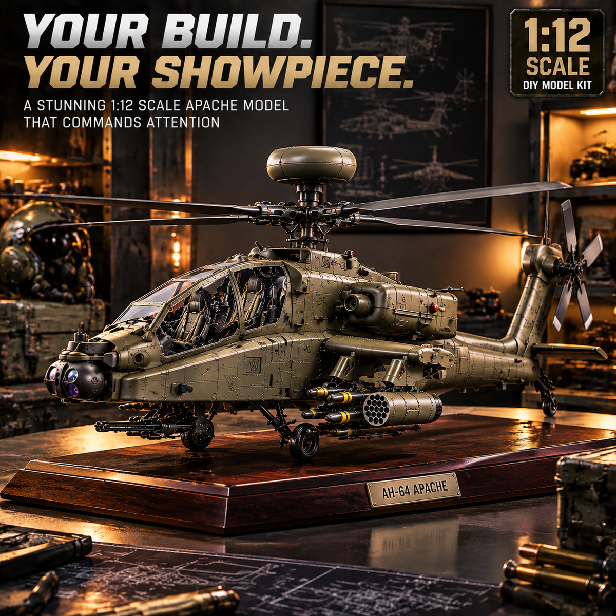 Apache Attack Helicopter Model Kit – Build Your Own Military Aviation Legend