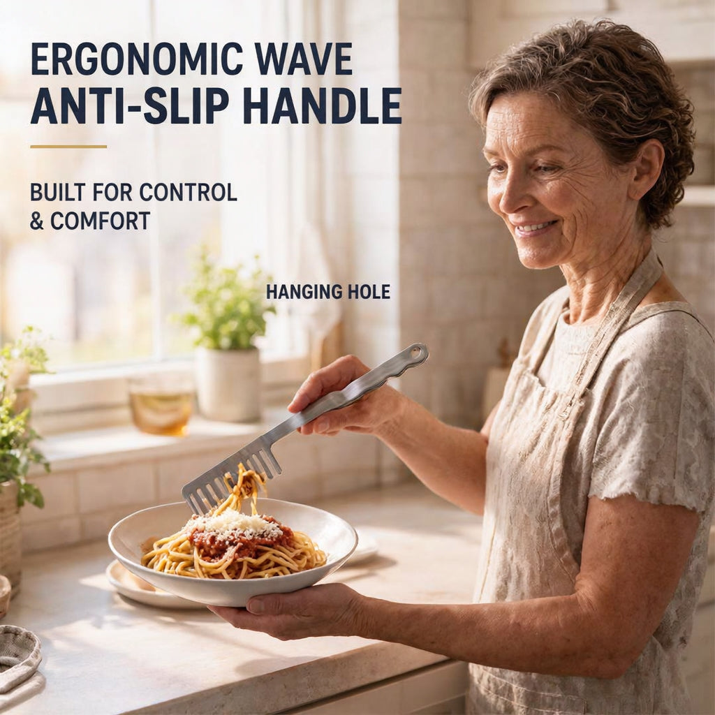👨‍🍳🍝 Stainless Steel Pasta Server🍴   – Premium Spaghetti Spoon for Everyday Italian Cooking
