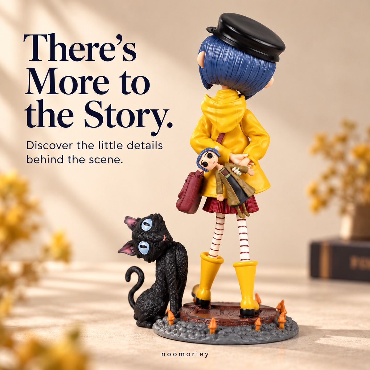 💛 A Little Mystery, A Lot of Charm – Raincoat Girl & Black Cat Collectible Figurine for Halloween & Year-Round Display 🐈‍⬛