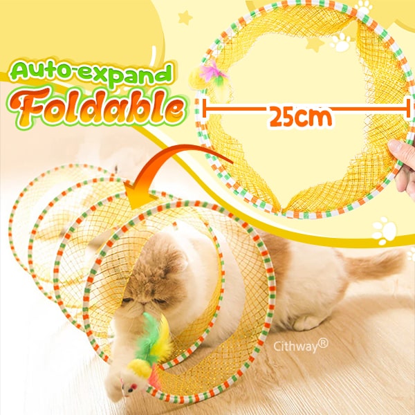 Cat Self Play Spiral Kitten Collapsible Spring Tunnel Toy for Indoor Cats with Feather and Bell