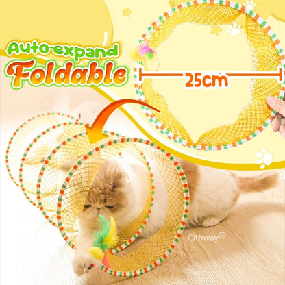 Cat Self Play Spiral Kitten Collapsible Spring Tunnel Toy for Indoor Cats with Feather and Bell