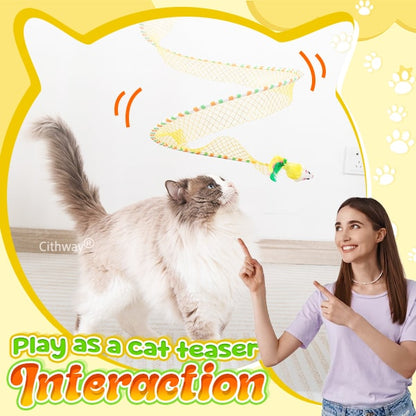 Cat Self Play Spiral Kitten Collapsible Spring Tunnel Toy for Indoor Cats with Feather and Bell