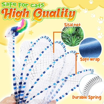 Cat Self Play Spiral Kitten Collapsible Spring Tunnel Toy for Indoor Cats with Feather and Bell