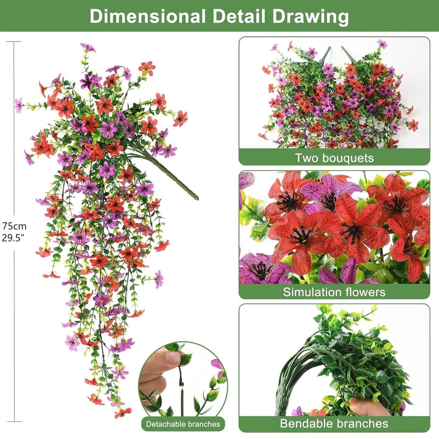 🌷 Outdoor Cascading Daisy & Eucalyptus Flowers – UV Resistant Faux Hanging Blooms✨