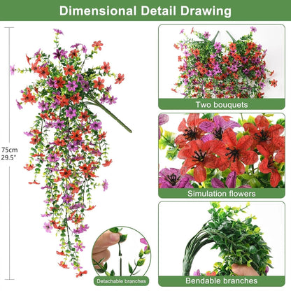 🌷 Outdoor Cascading Daisy & Eucalyptus Flowers – UV Resistant Faux Hanging Blooms✨