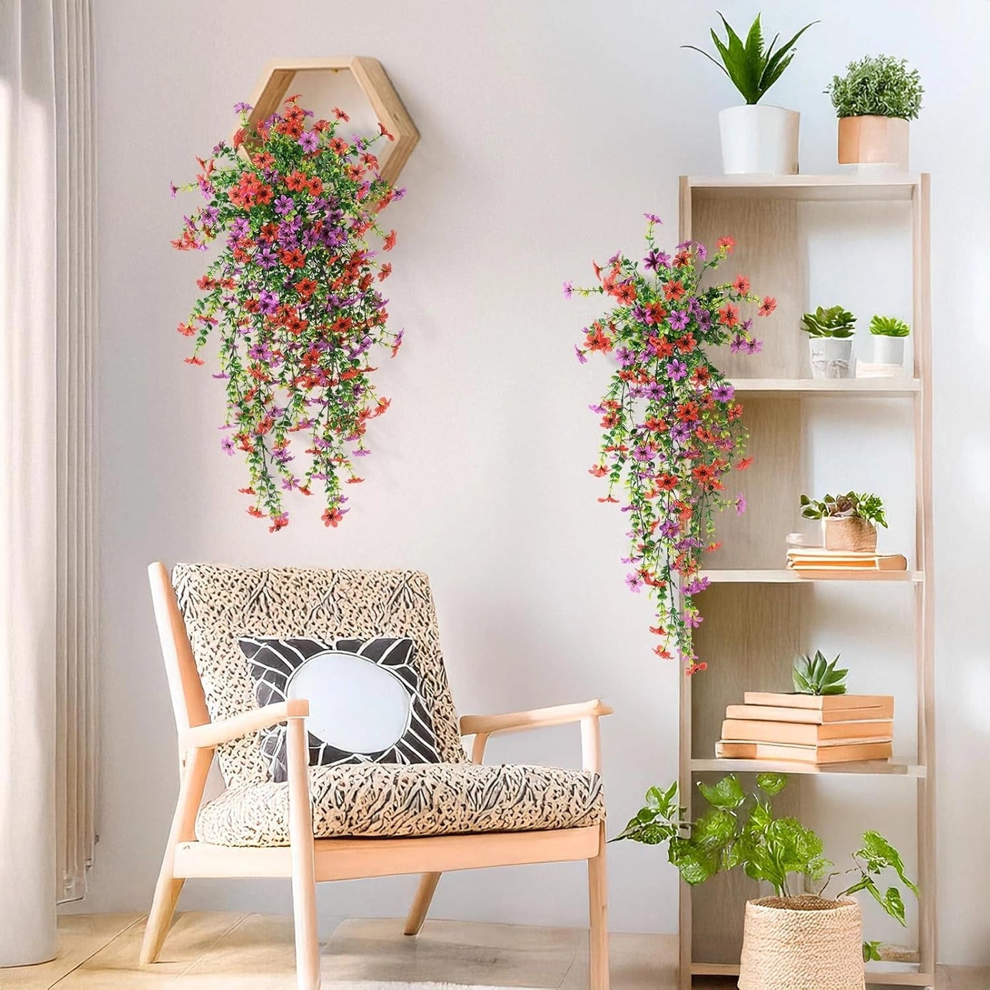 🌷 Outdoor Cascading Daisy & Eucalyptus Flowers – UV Resistant Faux Hanging Blooms✨