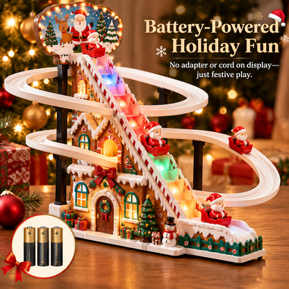 🎄✨ Santa Claus Gingerbread Climbing Toy Set – Colorful LED Lights, Music & Looping Christmas Track 🎅🎁
