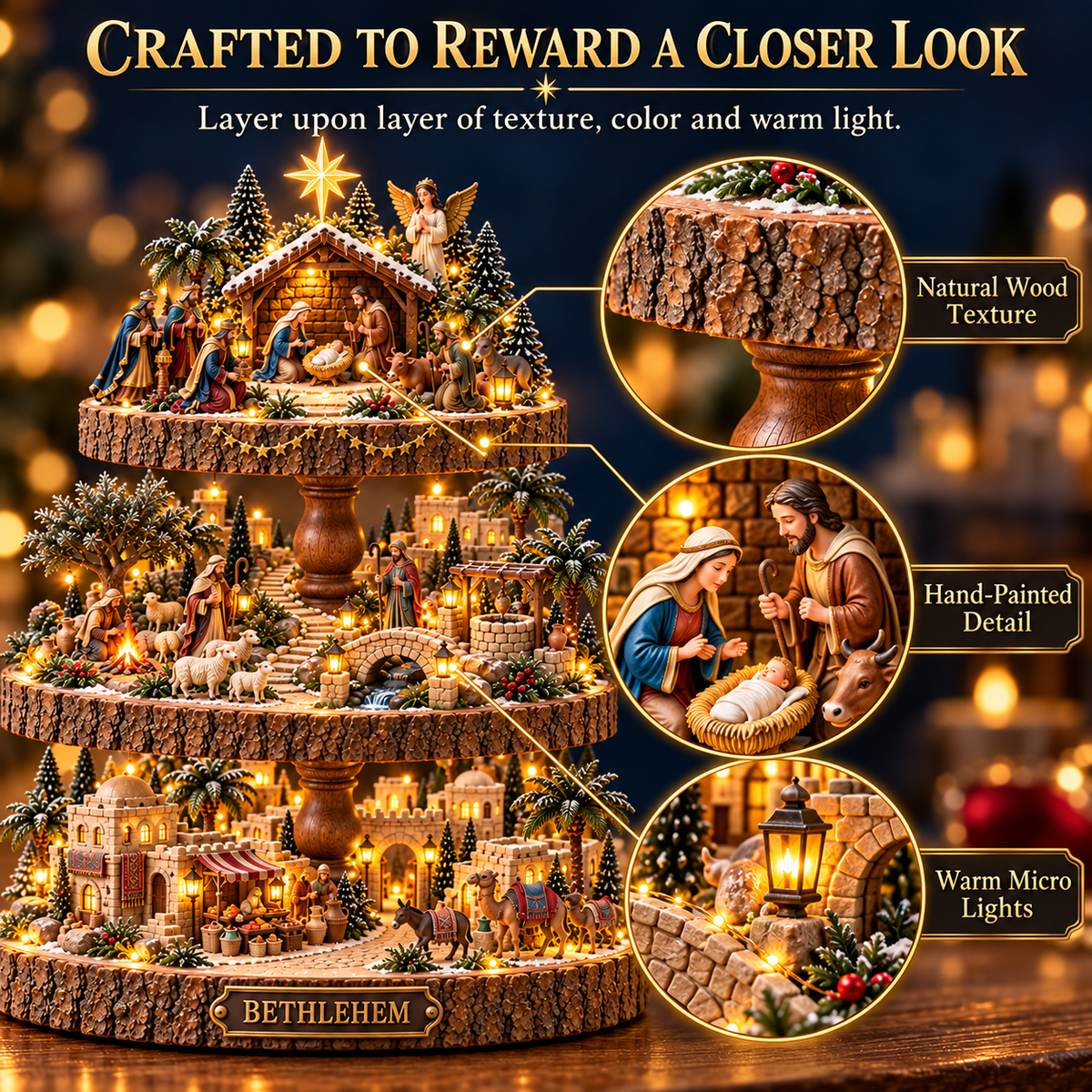 ✨ Bethlehem’s Holy Night – Lighted Nativity Village