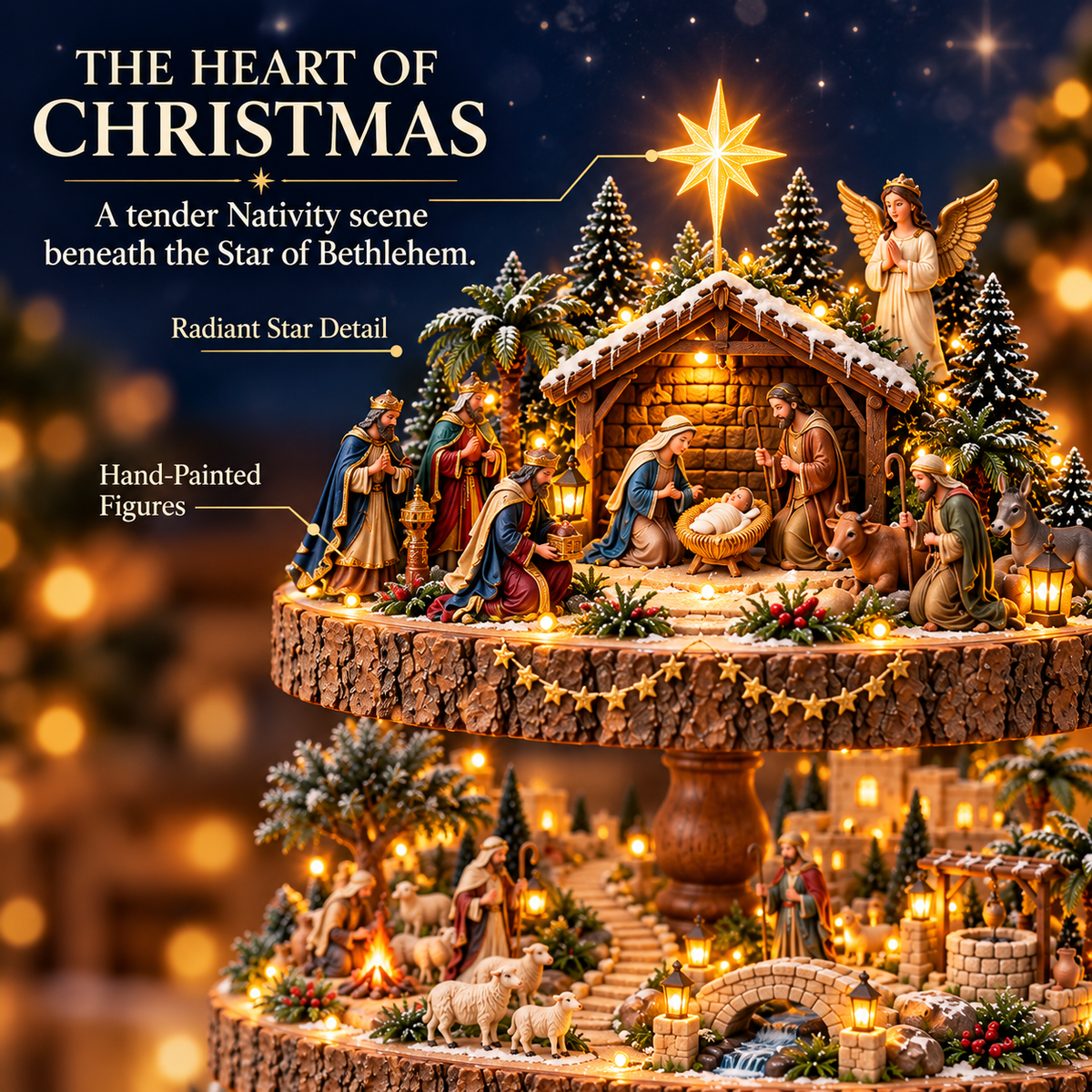 ✨ Bethlehem’s Holy Night – Lighted Nativity Village