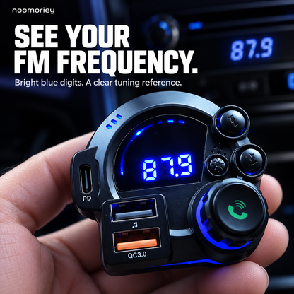 Bluetooth FM Transmitter for Car, Wireless Audio Adapter with Hands-Free Calling, USB-C PD & QC3.0 Fast Charging