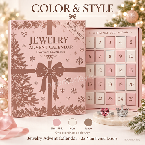 2026 Christmas Jewelry Advent Calendar, Pink Holiday Gift Box, Christmas Countdown Gift Set for Women and Teen Girls.