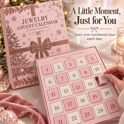 2026 Christmas Jewelry Advent Calendar, Pink Holiday Gift Box, Christmas Countdown Gift Set for Women and Teen Girls.