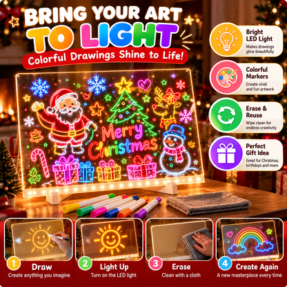 🎨 LED Light-Up Drawing Board for Kids – Reusable Glow Art Kit
