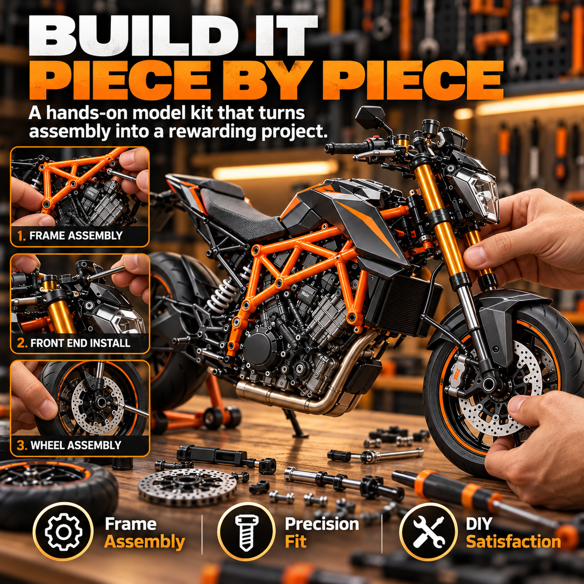 🔥 Limited-Time 49% OFF🏁 1:6 Scale Motorcycle Assembly Kit – Realistic Mini Bike with Fuel Engine