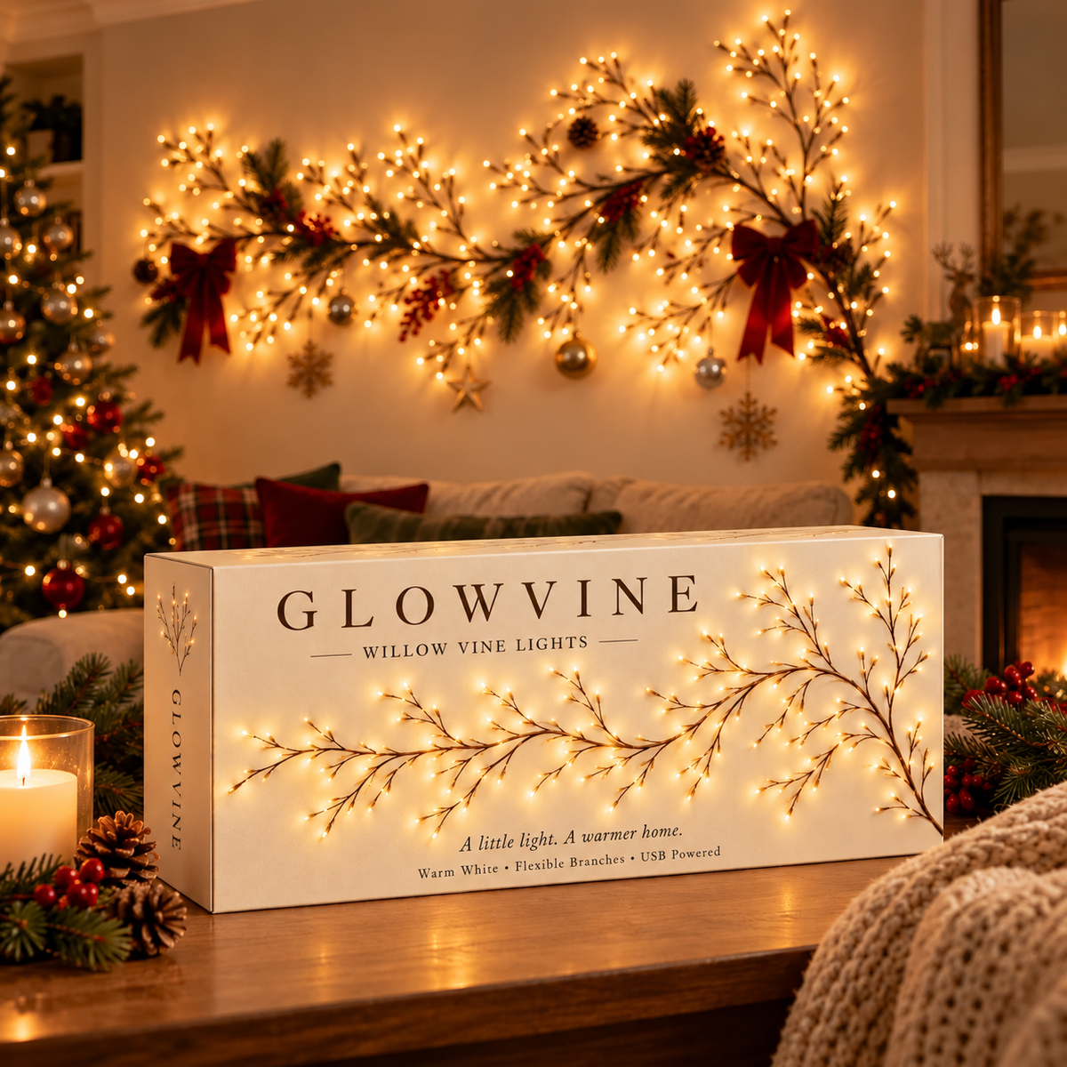 🎄 50% OFF Christmas Glow Vine Lights ✨ Flexible Wall Decor To Create Your Own Holiday Magic