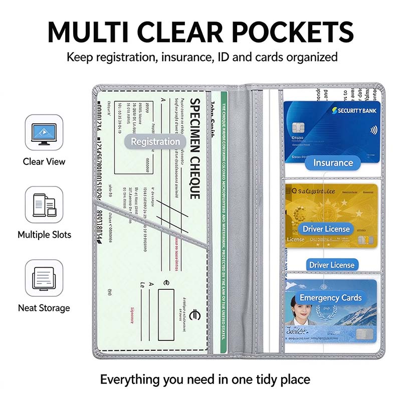 Car Registration & Insurance Card Holder, Magnetic Closure Vehicle Organizer 💳