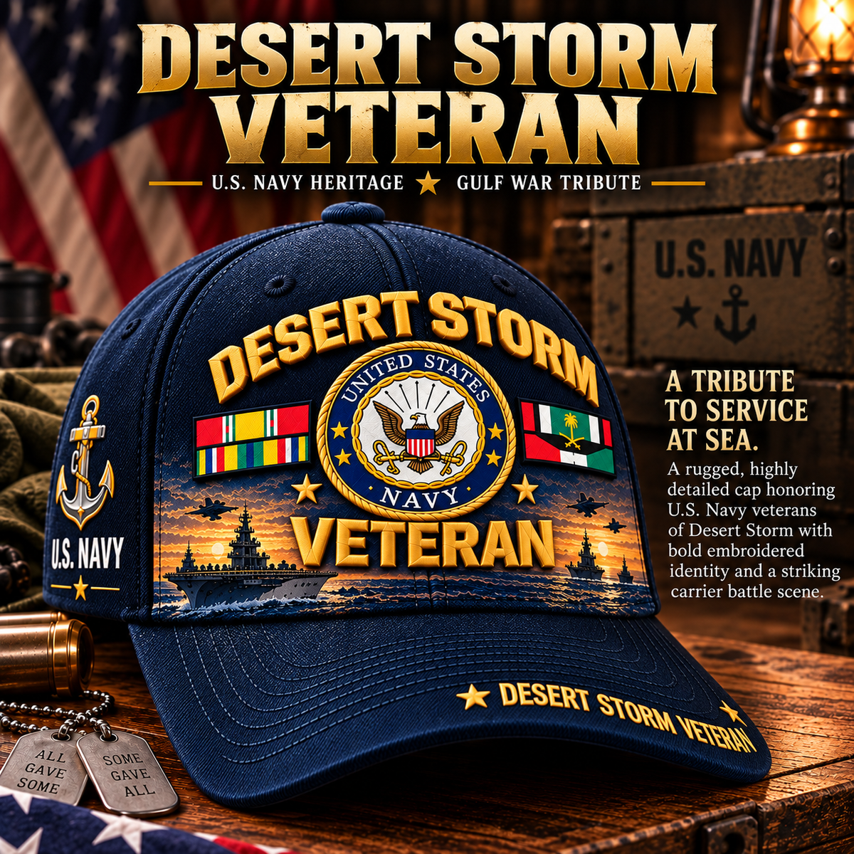 🏆Last Day Promo: 49% OFF! 🏜️Desert Storm Veteran Tribute Cap （1991–2026 -35TH ANNIVERSARY）