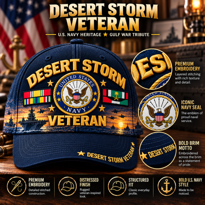 🏆Last Day Promo: 49% OFF! 🏜️Desert Storm Veteran Tribute Cap （1991–2026 -35TH ANNIVERSARY）