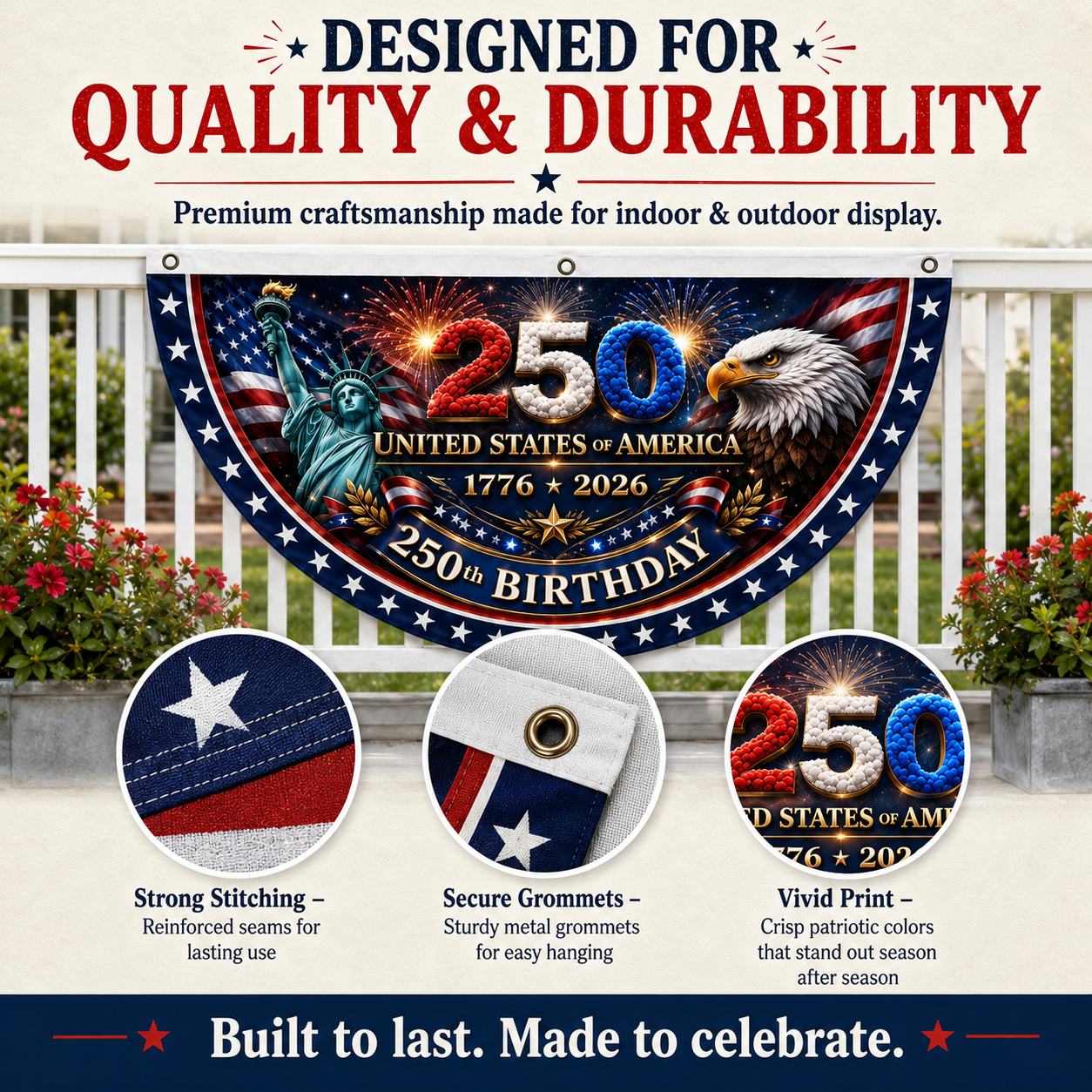 🎉4th July Flash 49% OFF ⭐ 250th Birthday Patriotic Porch Bunting