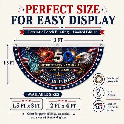 🎉4th July Flash 49% OFF ⭐ 250th Birthday Patriotic Porch Bunting