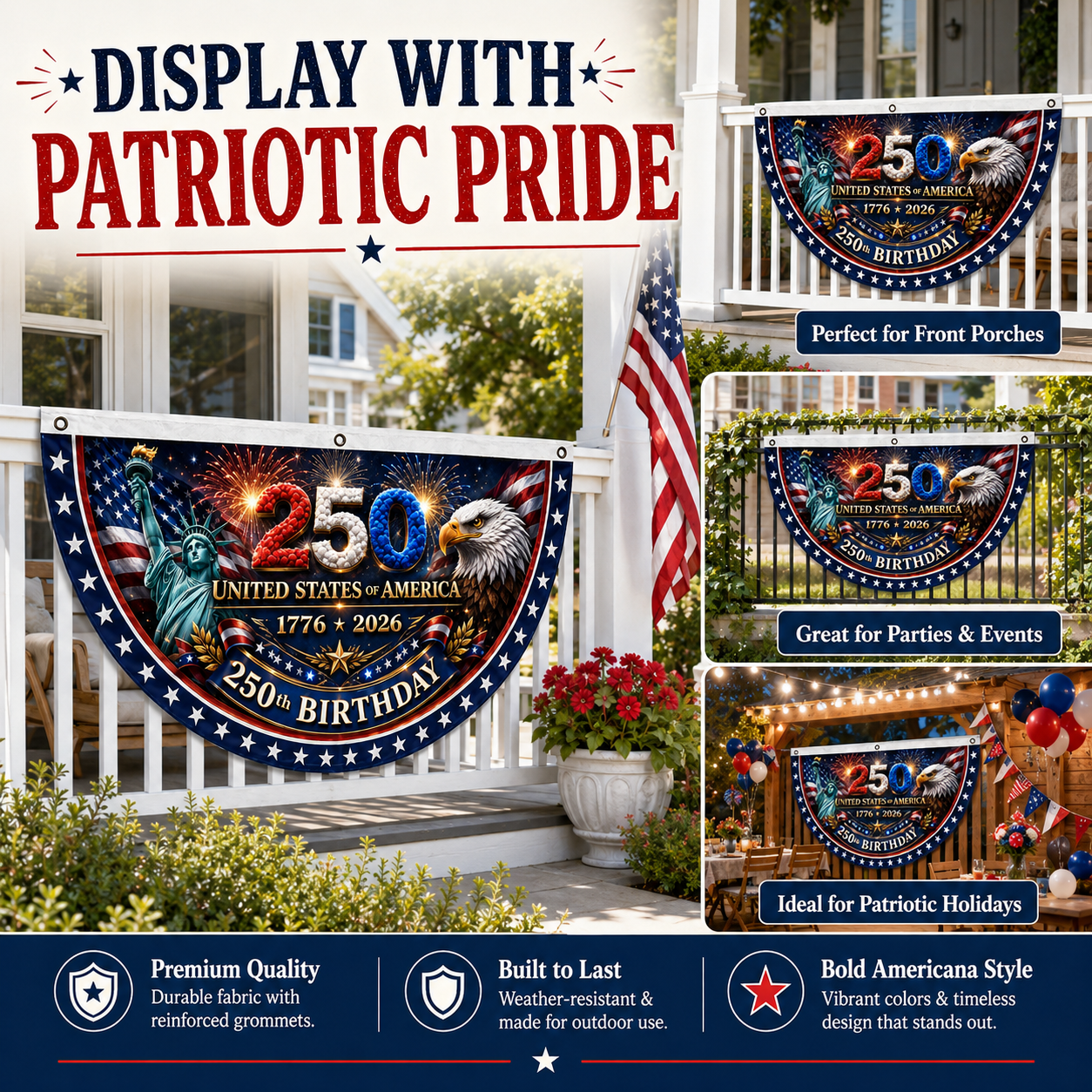 🎉4th July Flash 49% OFF ⭐ 250th Birthday Patriotic Porch Bunting