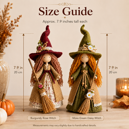 🍂🧙‍♀️ Whimsical Harvest Witch Doll Pair