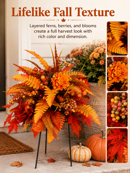 🍂Autumn Harvest Floral Garden Stake Arrangement!!!