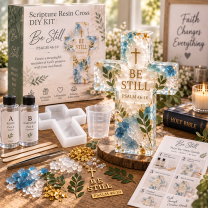 ✝️ Psalms of Comfort & Strength Resin Cross DIY Kit