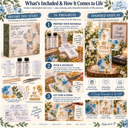 ✝️ Psalms of Comfort & Strength Resin Cross DIY Kit