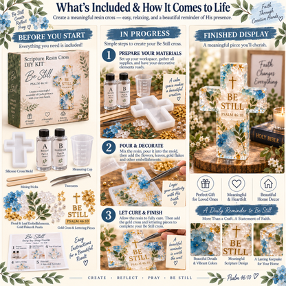 ✝️ Psalms of Comfort & Strength Resin Cross DIY Kit