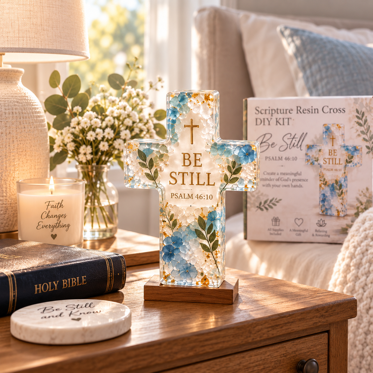 ✝️ Psalms of Comfort & Strength Resin Cross DIY Kit