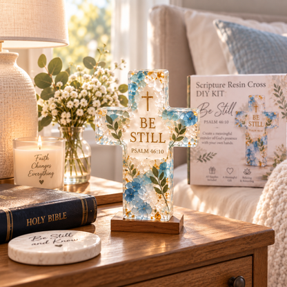 ✝️ Psalms of Comfort & Strength Resin Cross DIY Kit