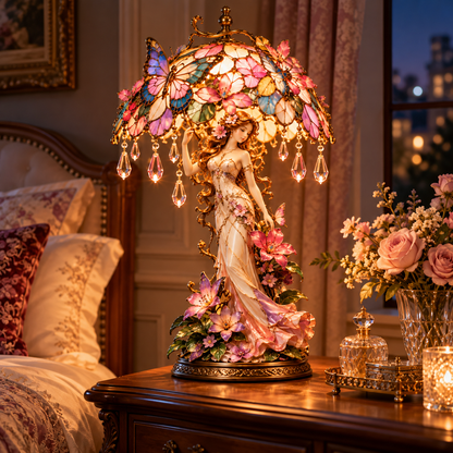 🦋✨ Enchanted Butterfly Garden Lady Lamp – Illuminated Floral Sculpture 🌸💡