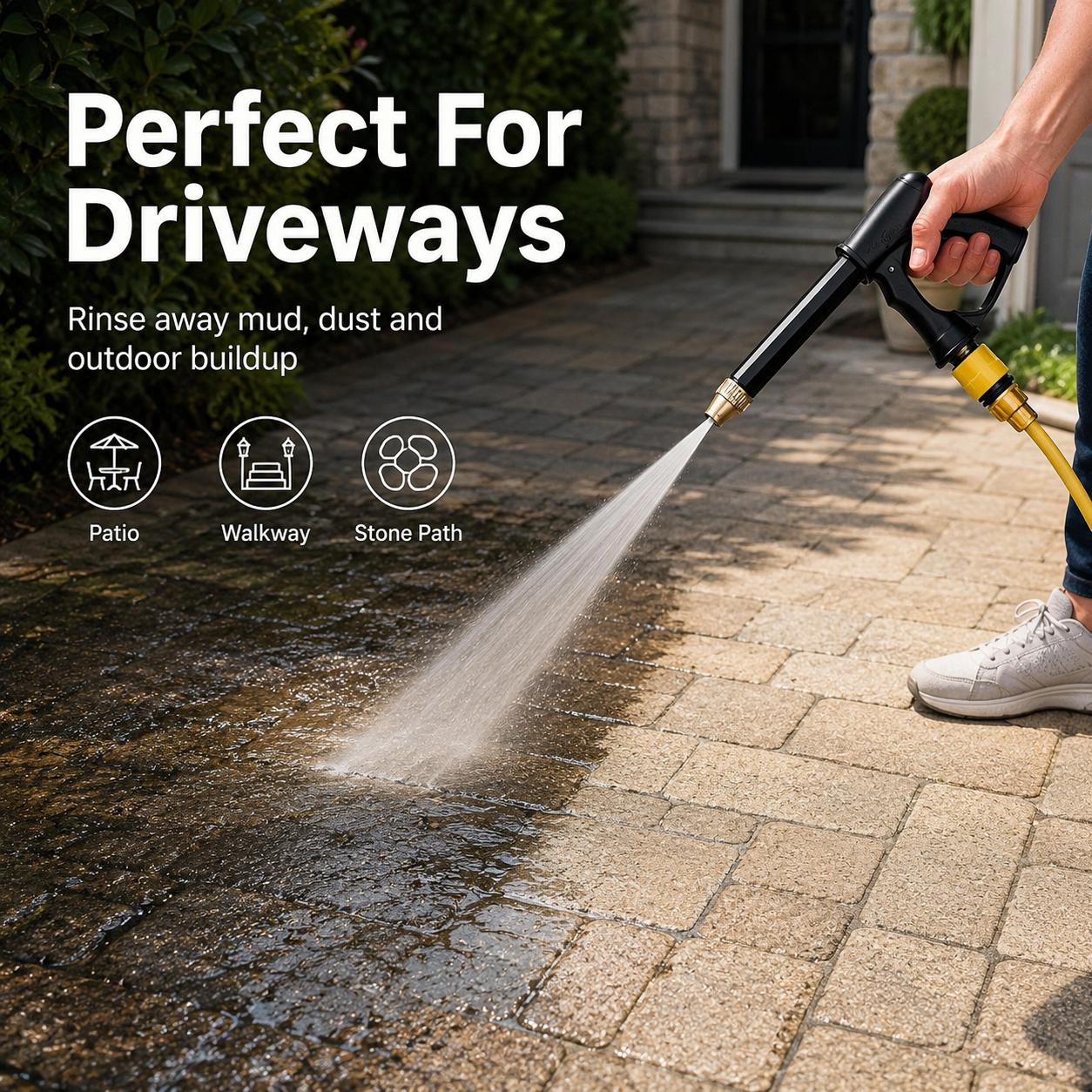 Portable High Pressure Water Sprayer, Adjustable Garden Hose Nozzle Sprayer