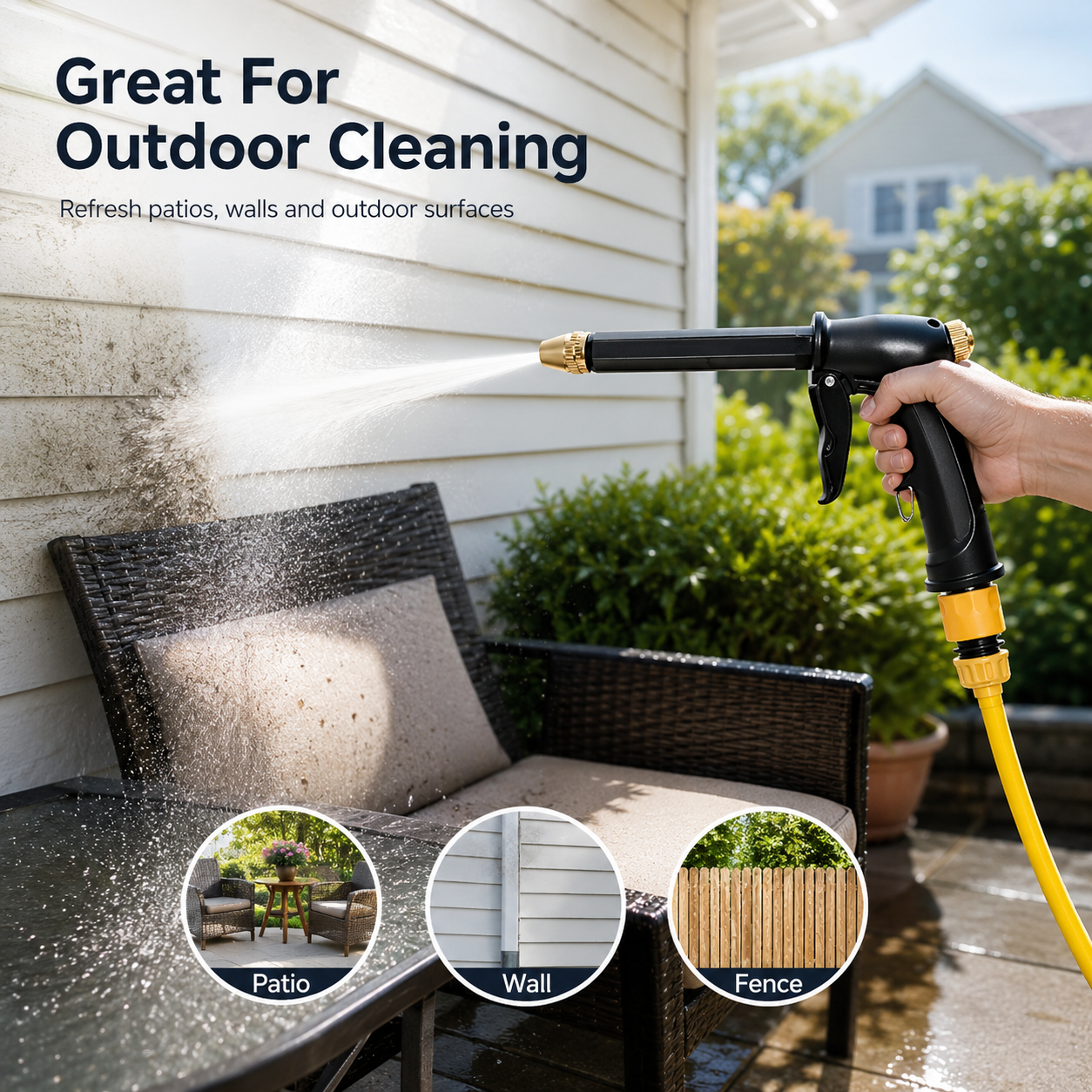 Portable High Pressure Water Sprayer, Adjustable Garden Hose Nozzle Sprayer