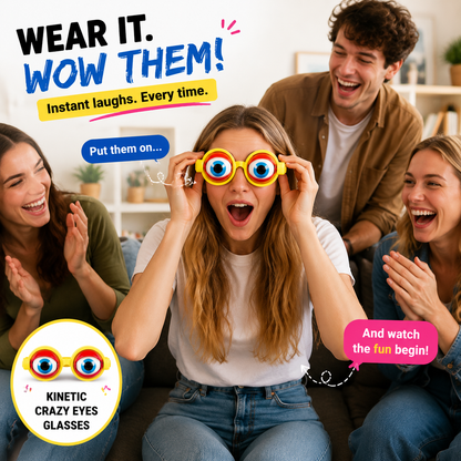 🤪 Kinetic Crazy Eyes Glasses 👓✨ – Animated Moving Eyes 👀 for Instant Laughs 😂 & Party Fun-QR