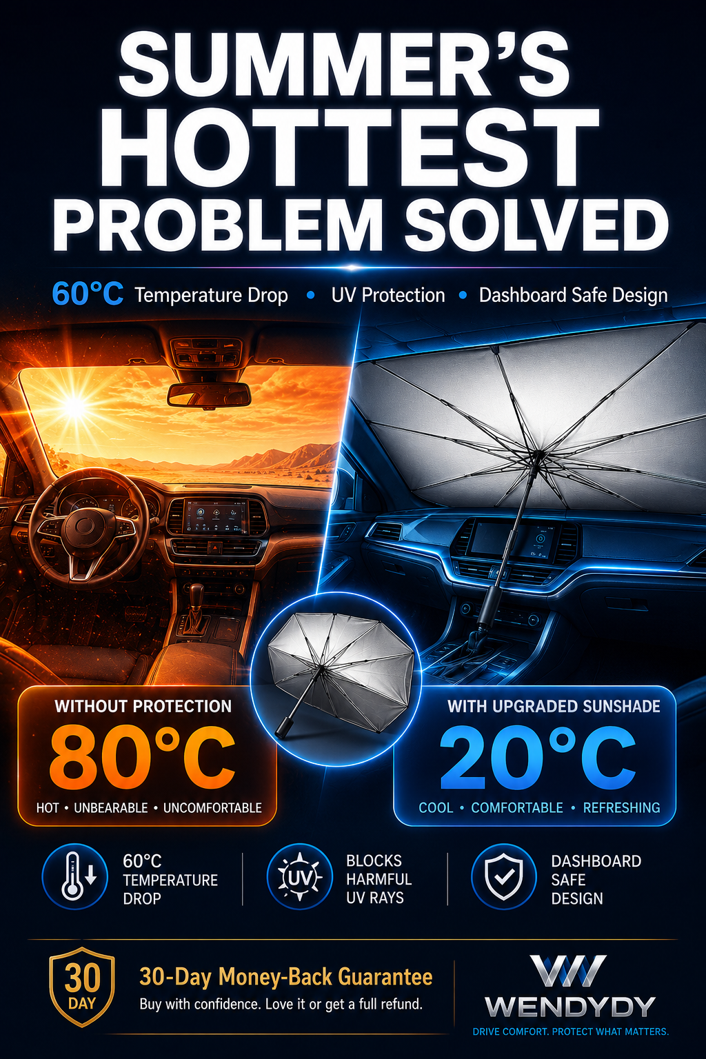 ✨️Last Day 50% OFF☀️🚗2026 Upgraded Car Windshield Sun Shade Umbrella