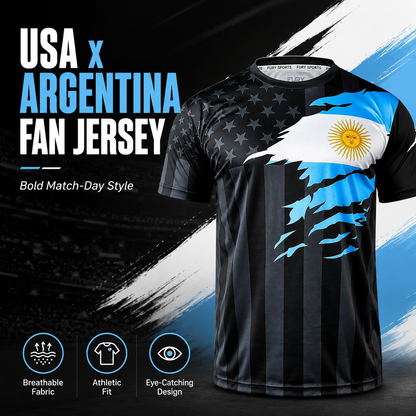 USA x Argentina Fusion Soccer Jersey – Premium Fan Edition | Lightweight Breathable Athletic Football Shirt for Match Day & Everyday Wear