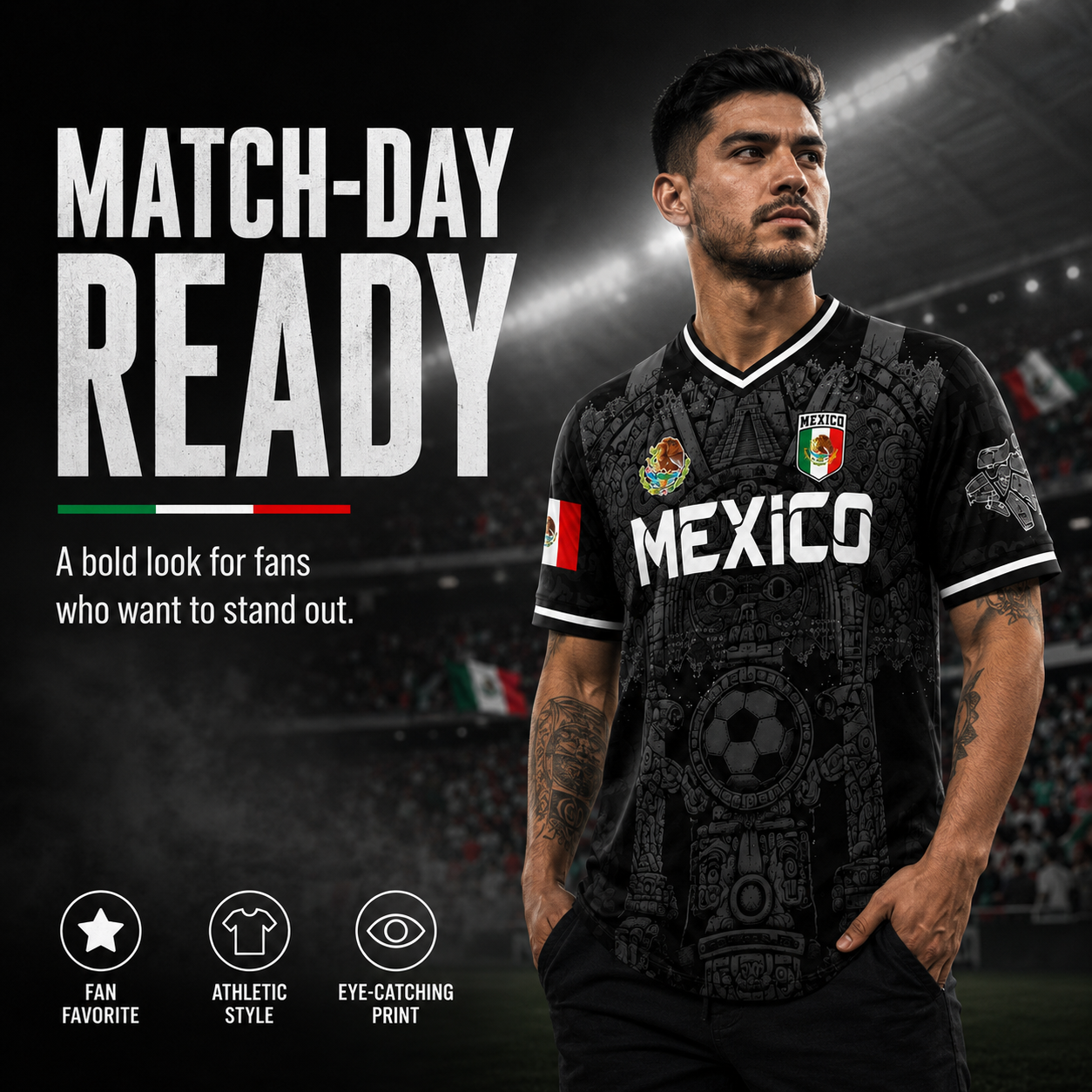 Mexico Virgen de Guadalupe Soccer Jersey for Men – White & Red Retro Football Shirt with Sugar Skull & Aztec Calendar Graphic