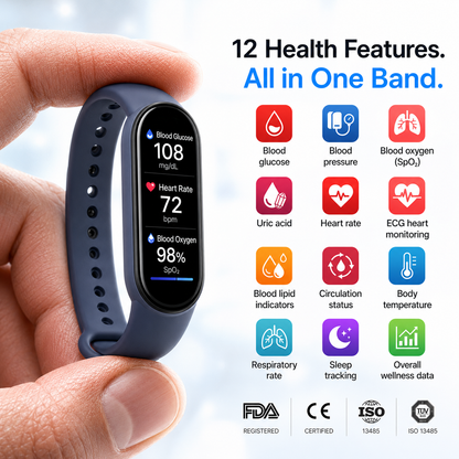 🔥80% OFF Launch Offer 🏆 2026 M9 Non-Invasive Smart Band 📈12 health reports - No-Prick