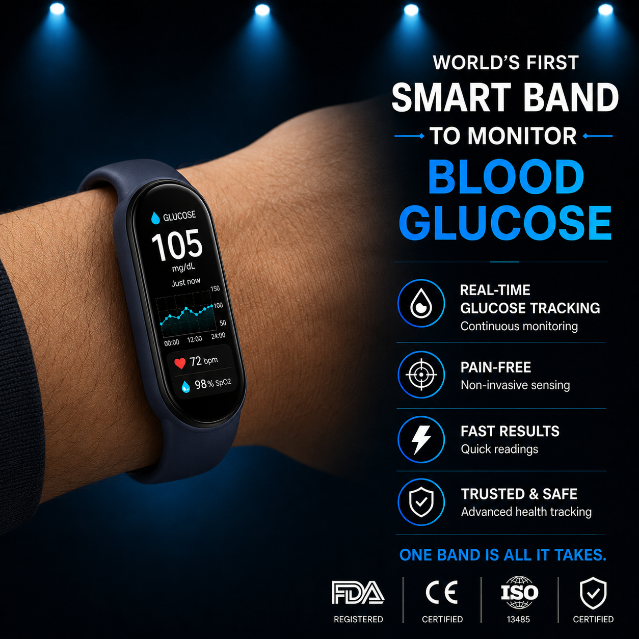 🔥80% OFF Launch Offer 🏆 2026 M9 Non-Invasive Smart Band 📈12 health reports - No-Prick