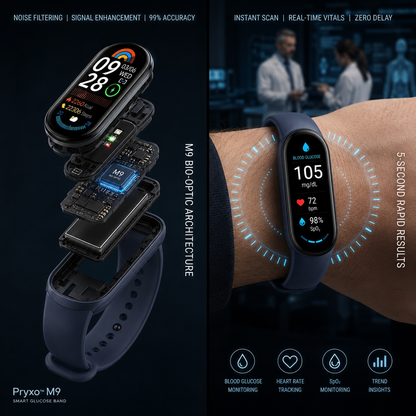 🔥80% OFF Launch Offer 🏆 2026 M9 Non-Invasive Smart Band 📈12 health reports - No-Prick