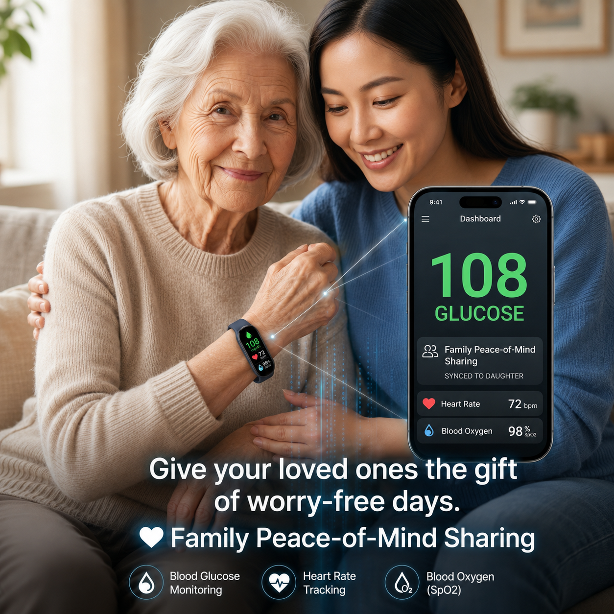 🔥80% OFF Launch Offer 🏆 2026 M9 Non-Invasive Smart Band 📈12 health reports - No-Prick