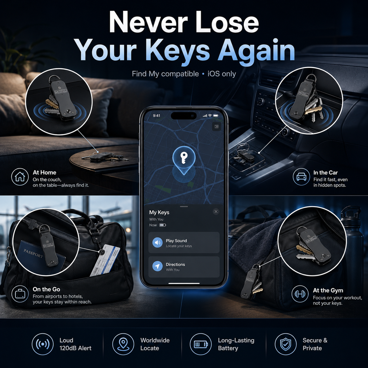 🔥Key Organizer Men's Keychains with Smart Tracker