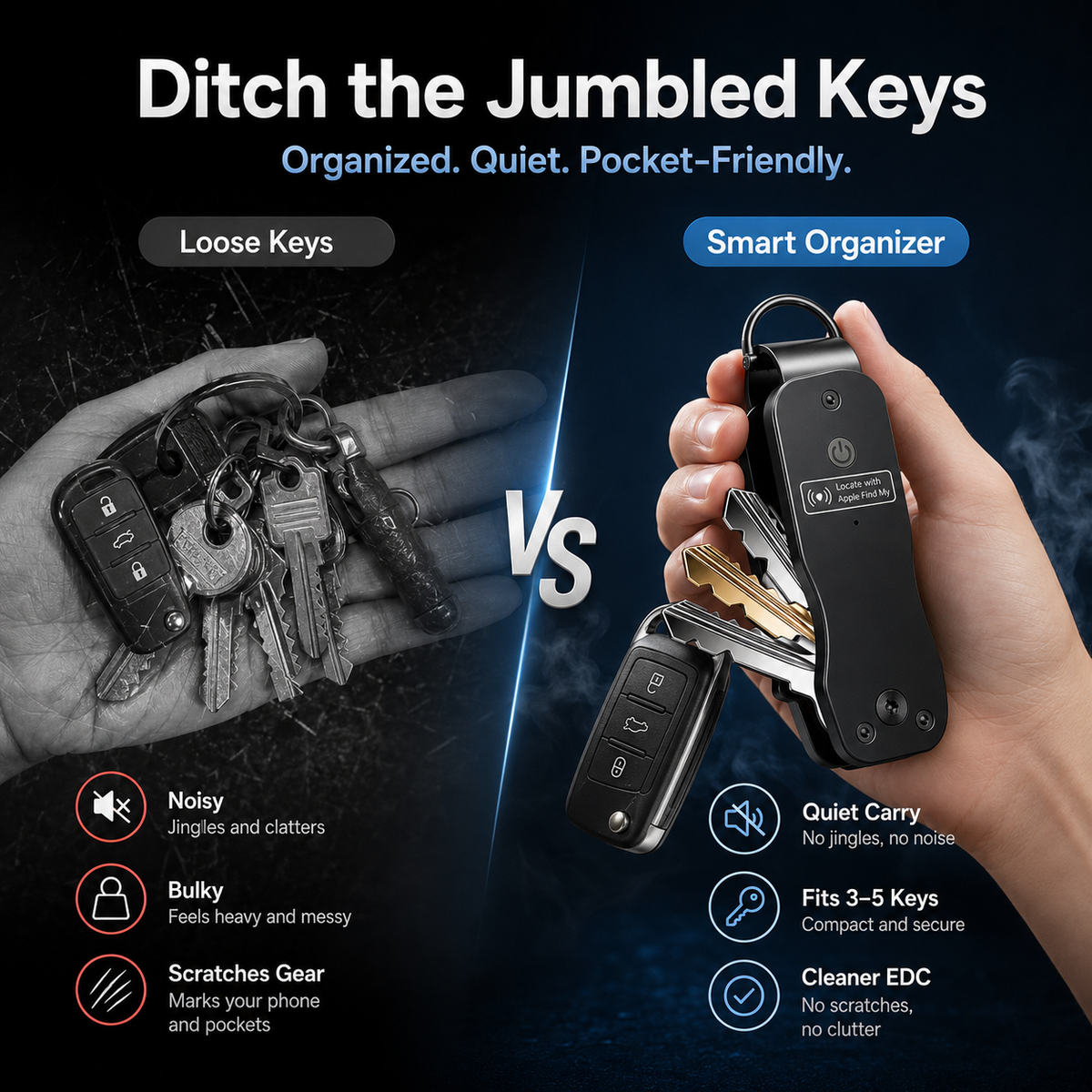 🔥Key Organizer Men's Keychains with Smart Tracker